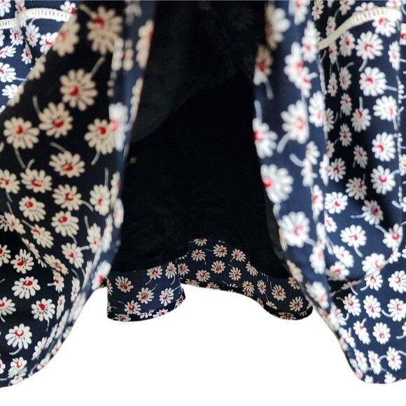 Brooks Brothers Dress Sz 8 Black Floral V Neck Sleeveless Flare Crochet Zipper - Picture 9 of 14